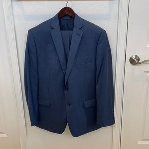 Calvin Klein Men’s Two Piece Suit Sharkskin Blue